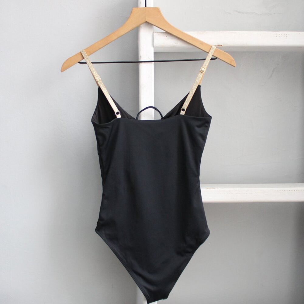 Beach Riot Leslie One-Piece Cut-Out Swimsuit in Black & Gold Size Medium NWT - Picture 6 of 8